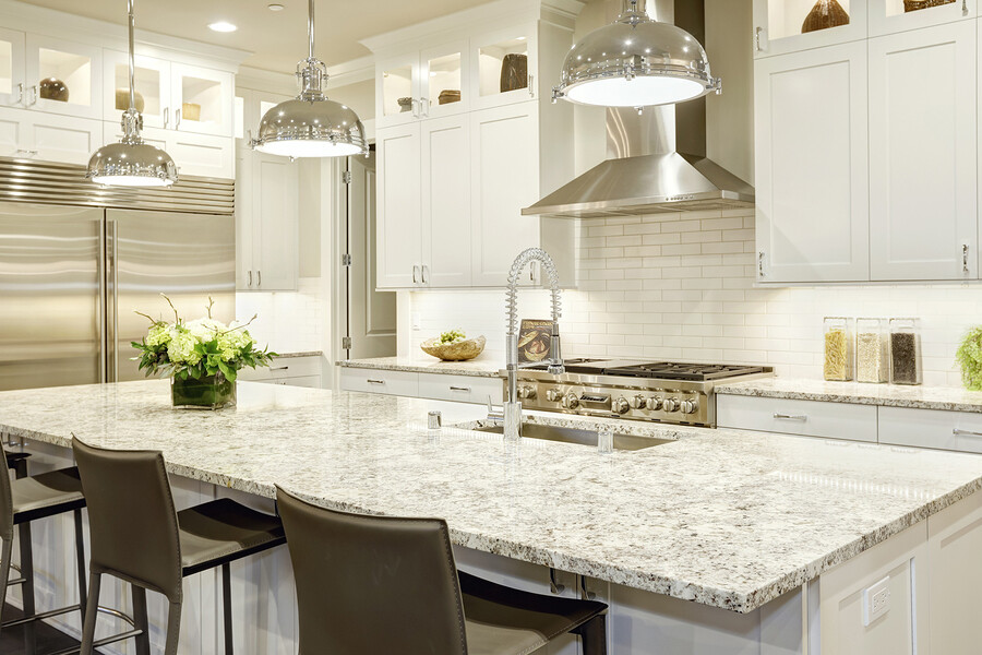 White Kitchen Design with quartz counters